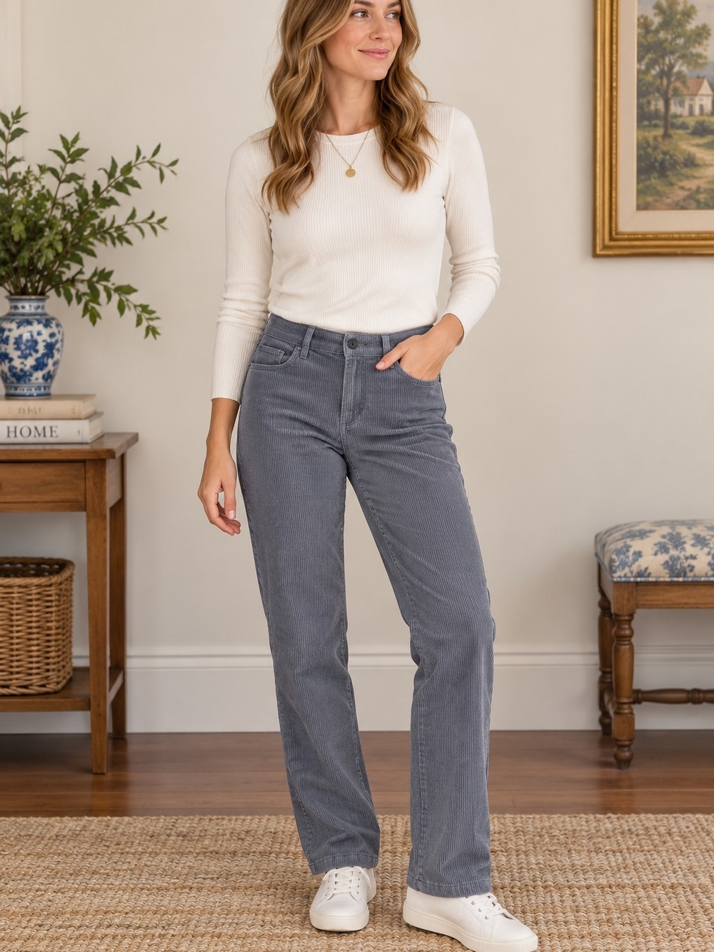 Ann Taylor LOFT The Straight Women’s Gray High Rise Corduroy Jeans NWT Sz 6